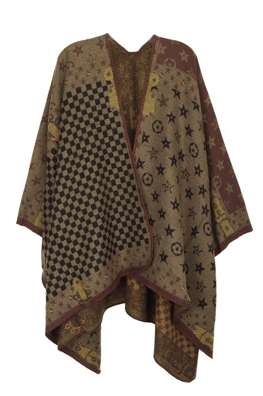 Women's Geometric Patterned Poncho