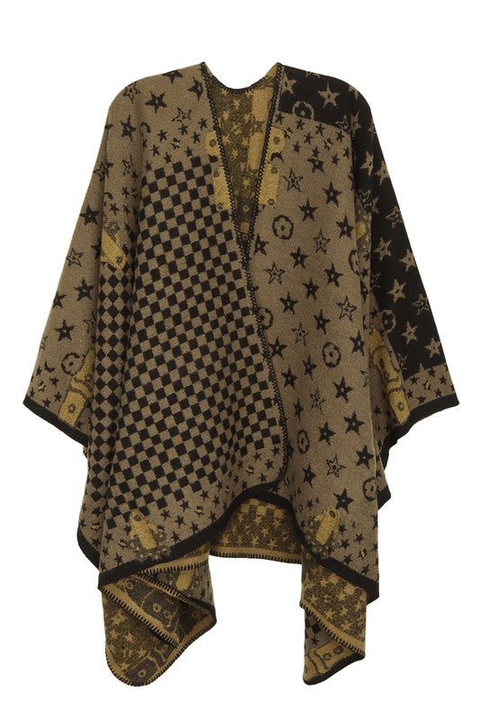 Women's Geometric Patterned Poncho