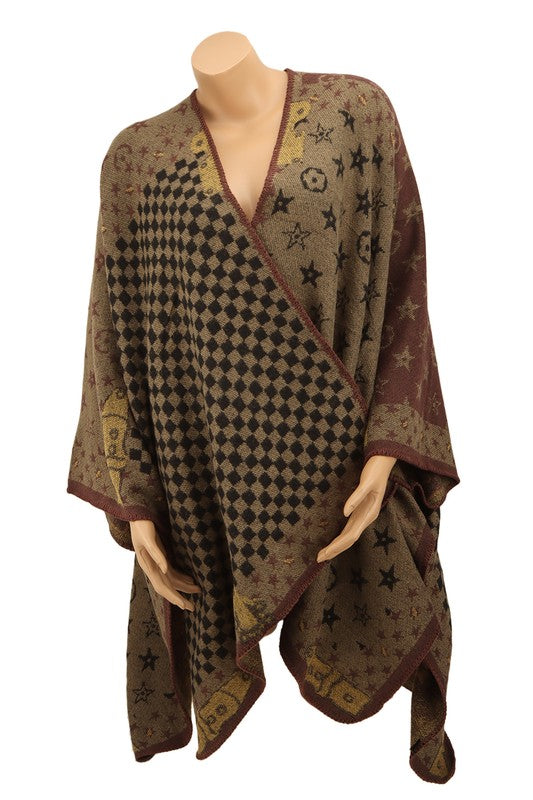 Women's Geometric Patterned Poncho