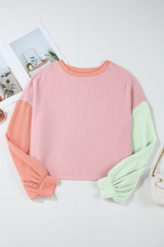 Women's Colorblock Patchwork Drop Shoulder Sweatshirt