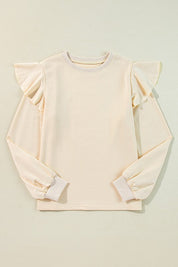 Women's Ruffled Long Sleeve Blouse in Solid Color