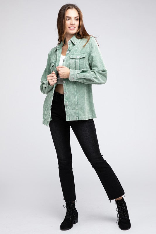 Women's Casual Corduroy Buttoned Jacket