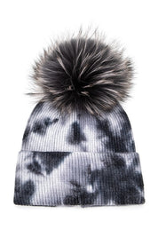 Women's Tie-Dyed Raccoon Fur Pom Beanie