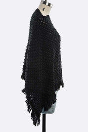 Women's Fringe Acrylic Knit Poncho