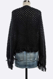 Women's Fringe Acrylic Knit Poncho