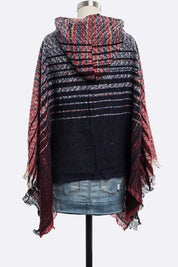 Women's Hooded Raw Edge Winter Poncho