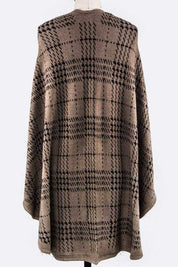 Women's Plaid Open Front Cardigan Shawl