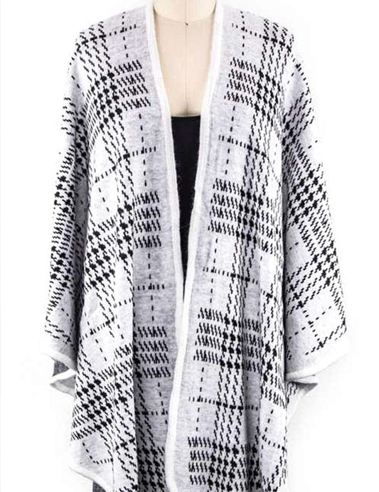 Women's Plaid Open Front Cardigan Shawl