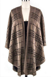 Women's Plaid Open Front Cardigan Shawl