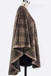 Women's Plaid Open Front Cardigan Shawl