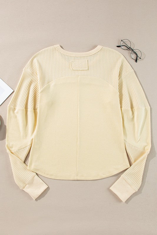 Women's Patchwork Long Sleeve Knit Sweatshirt