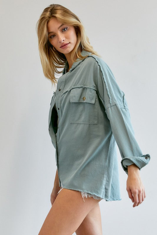 Women's Loose Fit Button Down Shirt with Pockets