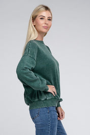 Women's Oversized Acid Wash Fleece Pullover