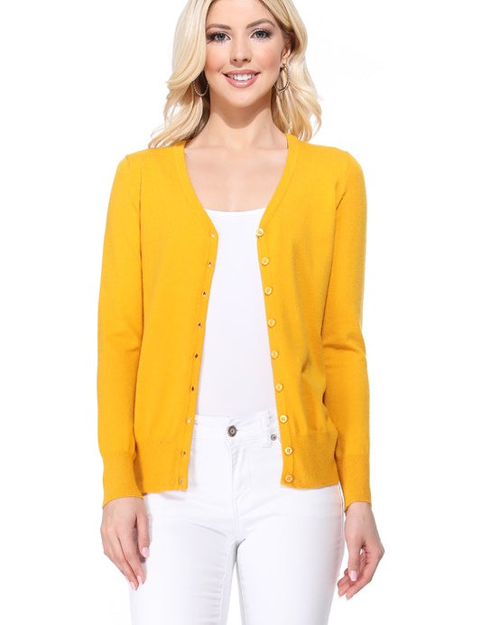 Women's V-Neck Button Down Knit Cardigan Sweater