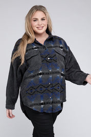 Women's Relaxed Printed Button Down Long Sleeve Jacket