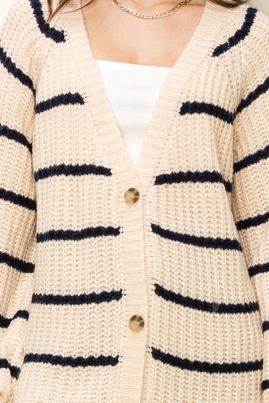 Women's Oversized Striped Sweater Cardigan