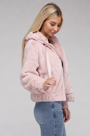 Women's Cozy Fluffy Zip-Up Teddy Hoodie