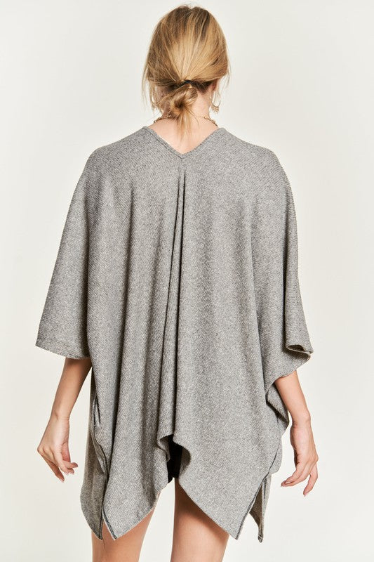 Women's Oversized V-Neck Poncho Top