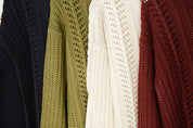 Women's Long-Sleeve Breathable Crochet Sweater