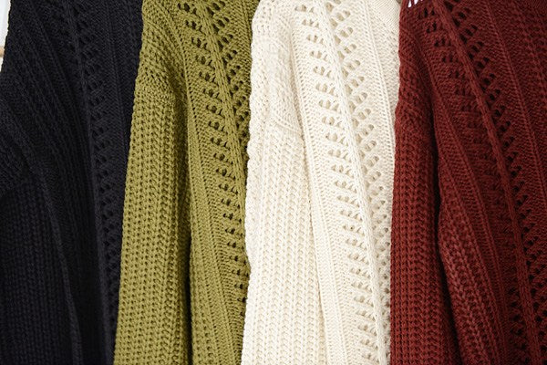 Women's Long-Sleeve Breathable Crochet Sweater