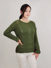 Women's Long-Sleeve Breathable Crochet Sweater