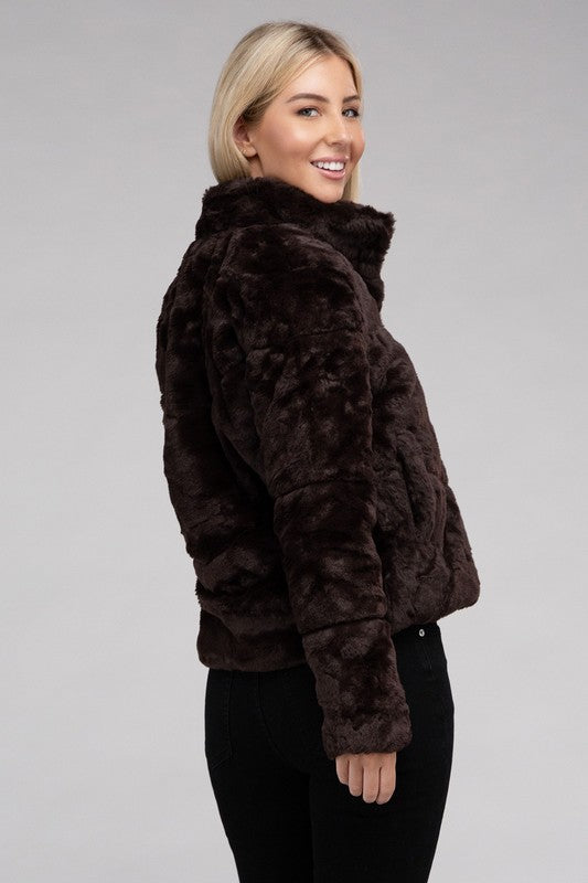 Women's Cozy Fluffy Zip-Up Jacket