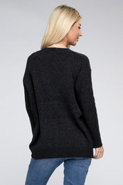 Women's Relaxed Melange Open Front Sweater Cardigan