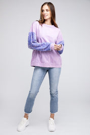 Women's Loose Fit Velvet Sequin Sleeve Sweater Top