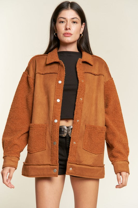 Women's Oversized Faux Fur Suede Jacket