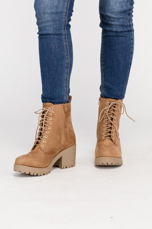 Women's Fuzzy Lace-Up Combat Boots