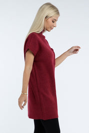 Women's Casual Mock Neck Short Sleeve Sweater Dress