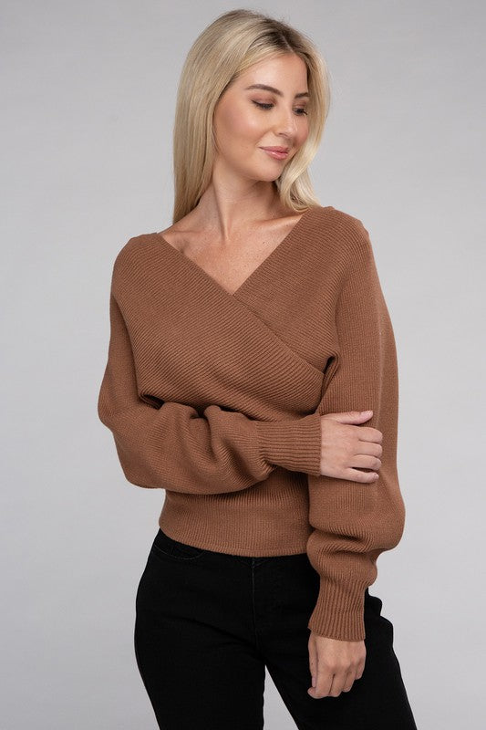 Women's Viscose Cross Wrap Pullover Sweater