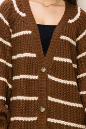 Women's Oversized Striped Sweater Cardigan