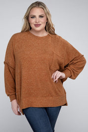 Plus Size Oversized Melange Drop Shoulder Sweater