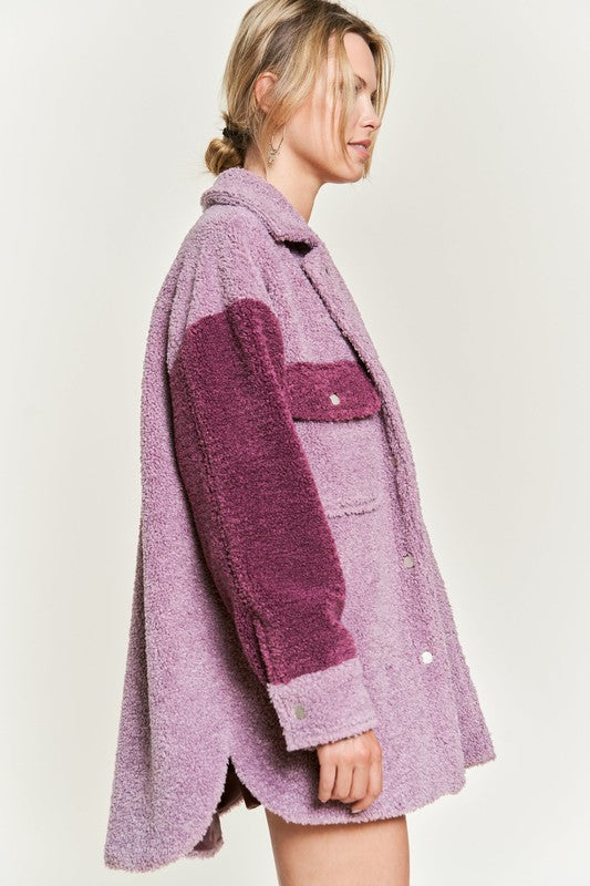 Women's Oversized Colorblock Sherpa Jacket