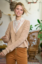 Women's Relaxed Fit Cable Knit Cardigan