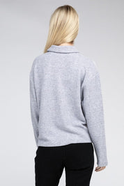 Women's Relaxed Collared Button Front Sweater