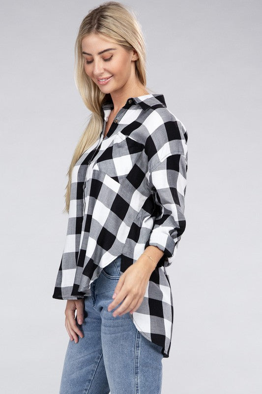 Women's Casual Plaid Flannel Shirt