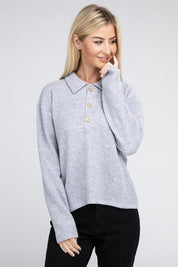 Women's Relaxed Collared Button Front Sweater