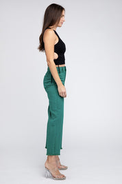 Women's Acid Wash Frayed Hem Wide Leg Pants