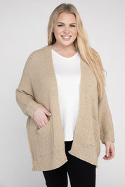 Women's Plus Size Ribbed Knit Oversized Cardigan