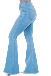 Women's High Rise Light Blue Bell Bottom Jeans