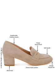 Women's Casual Block Heel Genuine Suede Loafers