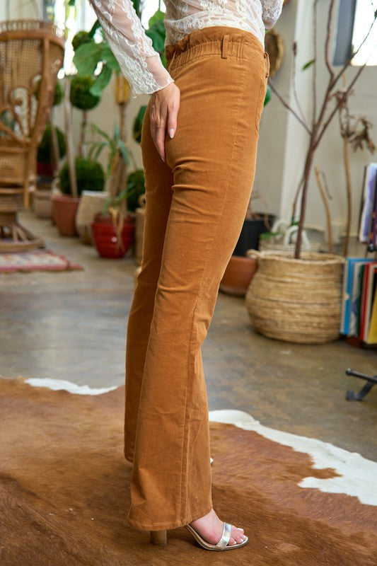 Women's High-Waist Flared Corduroy Pants