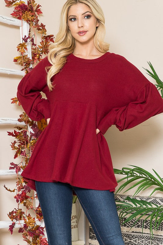 Women's Casual Soft Knit Babydoll Sweater