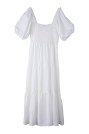 Women's Tiered Long Dress with Puff Sleeves