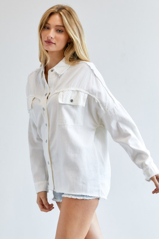 Women's Loose Fit Button Down Shirt with Pockets