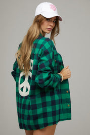 Women's Relaxed Fit Plaid Embroidered Jacket