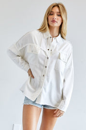 Women's Loose Fit Button Down Shirt with Pockets