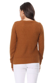 Women's Vintage Cable Knit Long Sleeve Sweater Pullover